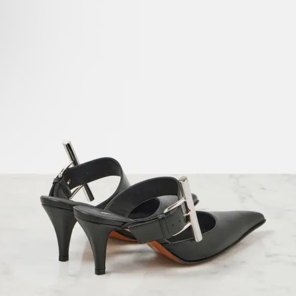 New Alexander McQueen Birdee T-Bar Leather Mules Heels - Picture 3 of 14